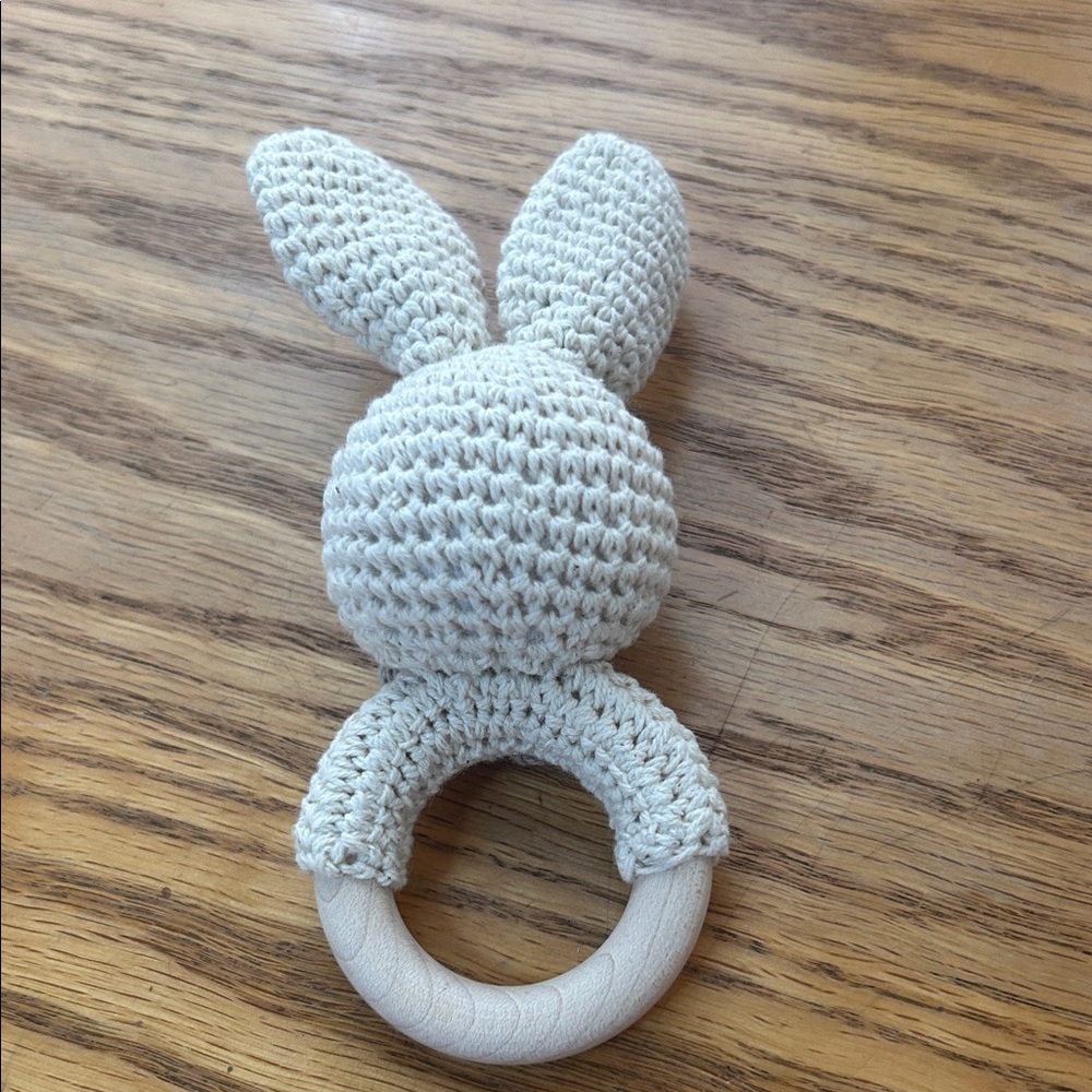 Handmade Cream Bunny Rattle - Picture 2 of 5